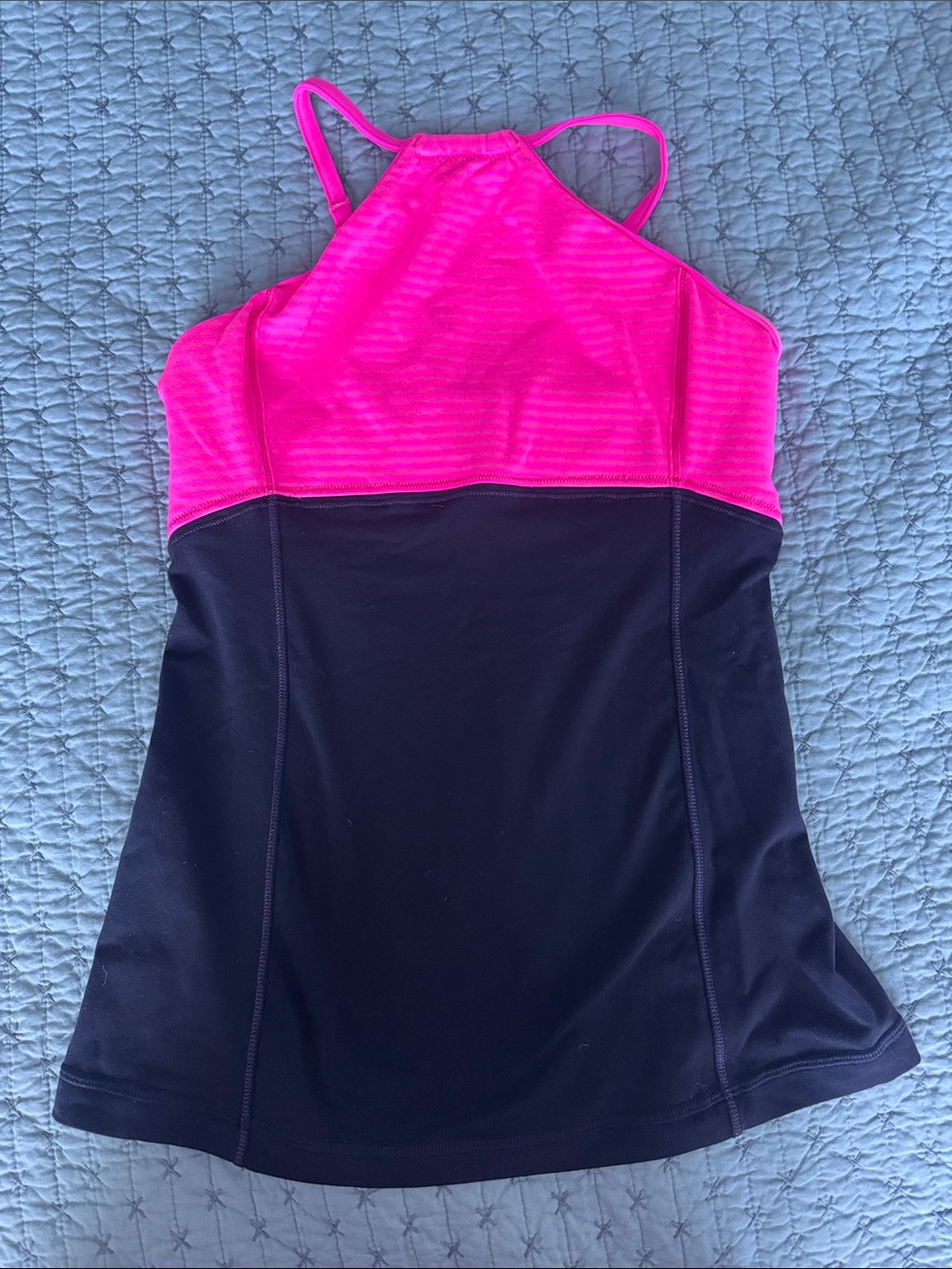 Lululemon Flip With No Flop Tank Top Hot Pink Navy Blue Size 6